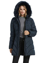 Load image into Gallery viewer, BINACL Women's Thickened Down Alternative Jacket,Cold Ice Novelty Cute Mountaineering Drawstring Removable Fake Fur Trim Petite Vegan Parka Puffer Cotton Padding Outwear Mighty Lite Jacket(Black,XS)
