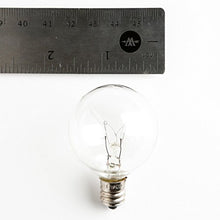 Load image into Gallery viewer, Box of 25 G40 Clear 1.6 Inch 5 Watt C7 (E12) 3/8" Base Replacement Bulbs
