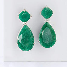 Load image into Gallery viewer, Ross-Simons 19.20 ct. t.w. Emerald Drop Earrings in Sterling Silver
