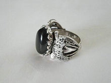 Load image into Gallery viewer, Black Onyx Triple Moon Ring, handmade jewelry wiccan pagan wicca goddess witch witchcraft gothic
