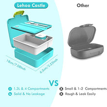 Load image into Gallery viewer, Lehoo Castle Bento Lunch Box for Kids with 4 Compartments,1300ml Lunch Containers with Ice Packs Sauce Jar, Spoon&amp;Fork, Durable, Leak Proof, BPA-Free and Food-Safe Materials(Blue)
