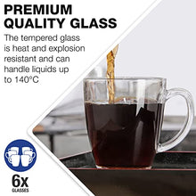 Load image into Gallery viewer, Clear Glass Coffee Mugs - Set of 6 Transparent Tea Cups &amp; Coffee Glasses - Clear Mugs &amp; Cup For Hot Beverages With Handle by Eparé

