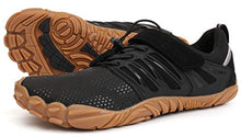 Load image into Gallery viewer, WHITIN Men's Trail Running Shoes Minimalist Barefoot 5 Five Fingers Wide Width Toe Box Gym Workout Fitness Low Zero Drop Male Walking Trainer Cross Training Black Gum Size 8

