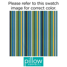 Load image into Gallery viewer, Pillow Perfect Outdoor/Indoor Topanga Stripe Lagoon Square Corner Chair Cushion, 1 Count (Pack of 1), Blue
