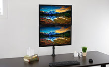 Load image into Gallery viewer, VIVO Dual Monitor Articulating Desk Mount Stand with Height Adjustment and Open VESA Plates for 2 LCD Screens up to 27 inches, Stacked Array, Black, STAND-V002R
