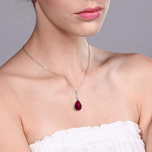 Load image into Gallery viewer, Gem Stone King 925 Sterling Silver Red Created Ruby Pendant Necklace 9.10 Ct Pear Shape with 18 Inch Silver Chain
