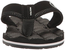 Load image into Gallery viewer, Volcom Boys' Recliner Youth FLIP Flop Sandal, Black/White, 5 M US Big Kid
