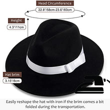 Load image into Gallery viewer, BABEYOND 1920s Gatsby Panama Fedora Hat Cap for Men Gatsby Hat for Men 1920s Mens Gatsby Costume Accessories (Black)
