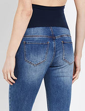 Load image into Gallery viewer, Motherhood Maternity Women's Indigo Blue Secret Fit Belly Crop Denim Jean, Avalanche Medium Wash, Large

