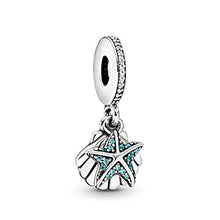 Load image into Gallery viewer, Pandora Jewelry Starfish and Sea Shell Dangle Cubic Zirconia Charm in Sterling Silver
