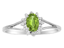 Load image into Gallery viewer, RYLOS Simply Elegant Beautiful Peridot &amp; Diamond Ring - August Birthstone
