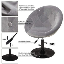 Load image into Gallery viewer, Duhome Velvet Accent Chairs, Lounge Chair Adjustable Modern Round Tufted Back Swivel Make-up Vanity Chair Light Grey
