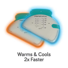 Load image into Gallery viewer, Nanobébé 100 Breastmilk Storage Bags Refill Pack – Fast, Even Thawing &amp; Warming – Breastfeeding Supplies Lay Flat to Save Space &amp; Track Pumping – Breastmilk Bags for Freezer or Fridge
