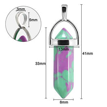 Load image into Gallery viewer, 60 Pieces Hexagonal Chakra Pendant Bullet Crystal Pendant Gemstone Pointed Quartz Stone Pendants with Storage Bag (60 Colors)
