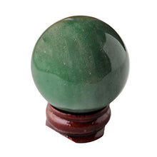 Load image into Gallery viewer, Loveliome 40 mm Green Aventurine Healing Crystal Ball, Home Decoration Fengshui Divination Sphere with Wood Stand
