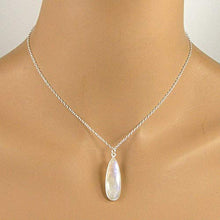 Load image into Gallery viewer, Rainbow Moonstone Sterling Silver Elongated Teardrop Pendant Necklace, Moonstone Necklace
