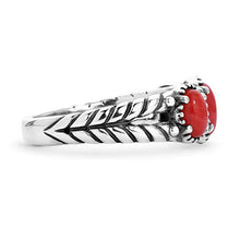 Load image into Gallery viewer, American West Sterling Silver Red Coral Gemstone 3-Stone Ring Size 9
