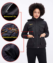 Load image into Gallery viewer, Women's Mountain Waterproof Ski Jacket Windproof Rain Snowboarding Jackets Winter Fleece Warm Snow Hooded Coat (Black, XL)

