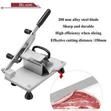 Load image into Gallery viewer, BAOSHISHAN Manual Frozen Meat Slicer Food Slicing Machine Stainless Steel Meat Cutter Beef Mutton Roll Bacon Cheese Vegetable for Home Use ZB-208C
