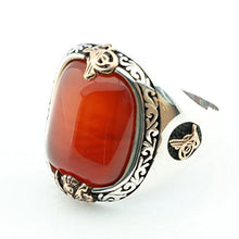 Load image into Gallery viewer, KAR 925K Stamped Sterling Silver Agate (Aqeeq) Men's Ring K41B (9.75)
