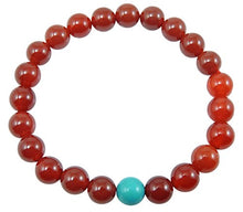 Load image into Gallery viewer, Chakra Crafts Carnelian Stretch Bracelet for Meditation Healing Wrist mala cg-3 (Carnelian with Turquoise)
