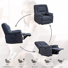 Load image into Gallery viewer, IPKIG Power Recliner Chair with Heat and Massage, Linen Recliner Sofa Chairs with USB Port for Adults for Living Room Bedroom (Blue)
