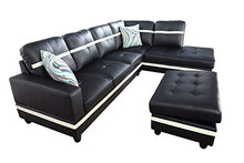 Load image into Gallery viewer, Ainehome Faux Leather 3 Piece Sectional Sofa Couch Set, L-Shaped Modern Sofa with Chaise Storage Ottoman and Pillows for Living Room Furniture, Right Hand Facing Sectional Sofa Set Black &amp; White
