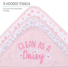 Load image into Gallery viewer, The Peanutshell Hooded Bath Towel and Wash Cloth Set for Baby Girls - 23 Piece Gift Set - Pink Floral &amp; Cheetah Print
