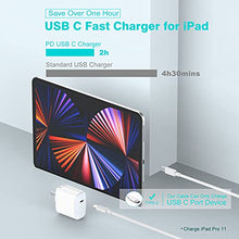 Load image into Gallery viewer, 20W USB C Charger for iPad Pro 12.9/11 inch 2021 2020 2018, iPad Mini 6, iPad Air 4, Google Pixel 6 6Pro 5 4 3 2 XL 3A 4A, LG, Galaxy, Fast Power Adapter Block, Wall Plug, Foldable, LED, 6.6ft Cable
