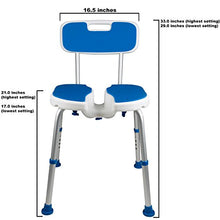 Load image into Gallery viewer, PCP Shower Safety Seat, Cutout for Easy Cleaning, Non-Slip Bath Support Recovery Chair with Backrest, White/Blue, Foam Padded
