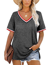 Load image into Gallery viewer, Womens T Shirts Short Sleeve V Neck Tshirts for Women Loose Fit Dark Grey S
