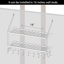 Load image into Gallery viewer, KES 30-Inch Kitchen Pot Rack - Mounted Hanging Rack for Kitchen Storage and Organization- Matte Black 2-Tier Wall Shelf for Pots and Pans with 12 Hooks - KUR215S75B-BK
