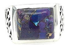 Load image into Gallery viewer, Gorgeous Purple Copper Turquoise 925 Sterling Silver Men's Ring Size 8.75, 9, 9.75, 10, 10.75, 11, 11.25, 11.75, 12, 12.25, 12.75, 13, 13.25, 13.75, 14
