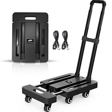 Load image into Gallery viewer, SPACEKEEPER Folding Hand Truck, 500 LB Heavy Duty Luggage Cart, Utility Dolly Platform Cart with 6 Wheels &amp; 2 Elastic Ropes for Luggage, Travel, Moving, Shopping, Office Use, Black
