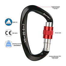Load image into Gallery viewer, XINDA Screwgate Locking Carabiner Clip - Professional Rock Climbing Carabiner Screw Lock,Heavy Duty Carabiners for Climbing,Mountaineer,Hammock,Camping,Outdoor Equipment (5 pcs Black)
