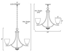Load image into Gallery viewer, Kira Home Weston 24" Contemporary 5-Light Large Chandelier + Alabaster Glass Shades, Adjustable Chain, Brushed Nickel Finish
