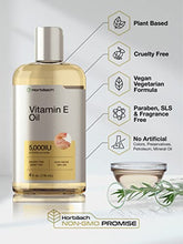Load image into Gallery viewer, Natural Vitamin E Oil | 5000 IU | 8 oz (2 x 4oz) Value Pack | For Skin, Hair &amp; Face | Vegetarian, Non-GMO, and Gluten Free Formula | By Horbaach
