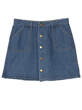 Load image into Gallery viewer, Choies Women's Blue High Waist Button Denim Mini Skirt with Side Pockets S
