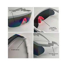 Load image into Gallery viewer, Large Wrap Around Rainbow Mirrored Semi Rimless Flat Top Shield Goggles Sunglasses (Black Green Frame | Rainbow Mirror)
