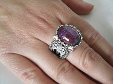 Load image into Gallery viewer, Dragons Breath Fire Opal Triple Moon Ring handmade jewelry wiccan pagan wicca witch witchcraft goddess gothic
