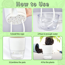 Load image into Gallery viewer, Self Watering Planters Pot - 4.1 Inch 3 Pack Plastic Bottom Watering Plant Pot with Drainage Holes Saucers Reservoirs and Wick Rope - Decorative Flower Pots for Indoor Outdoor House Plants, Flowers
