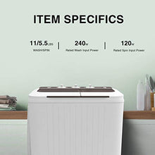 Load image into Gallery viewer, Portable Washing Machine, KUPPET 16.5lbs Compact Twin Tub Wash&amp;Spin Combo for Apartment, Dorms, RVs, Camping and More, White&amp;Brown

