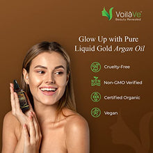 Load image into Gallery viewer, VoilaVe USDA and ECOCERT Pure Organic Moroccan Argan Oil for Skin, Nails &amp; Hair Growth, Anti-Aging Face Moisturizer, Cold Pressed, Hair Moisturizer, Rich in Vitamin E &amp; Carotenes, 4 fl oz
