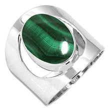 Load image into Gallery viewer, 925 Sterling Silver Women Jewelry Natural Malachite Ring Size 8
