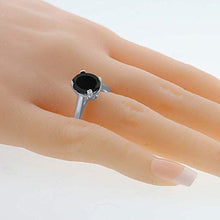 Load image into Gallery viewer, Gem Stone King 925 Sterling Silver Black Onyx and White Diamond Women's Ring (3.03 Cttw Oval) (Size 8)
