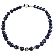 Load image into Gallery viewer, NOVICA Lapis Lazuli .925 Sterling Silver Beaded Necklace, 23" 'Indigo Allure'
