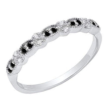Load image into Gallery viewer, Dazzlingrock Collection 0.15 Carat (ctw) Sterling Silver Round Black &amp; White Diamond Ladies Wedding Band, Size 8
