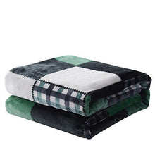 Load image into Gallery viewer, Tache Forest Green Farmhouse Super Soft Micro Fleece Plaid Patchwork Plush Lightweight Dual-Sided Decorative Couch, Sofa, Travel, Lap, Bed Throw Blanket, 63x87, Twin Size
