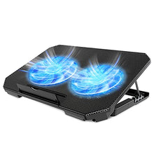 Load image into Gallery viewer, LIENS Laptop Cooling Pad with Adjustable Height Two 5.1 Inches Fan 2 USB Ports Suitable for 12"-15.6" Laptops（Black）
