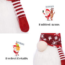 Load image into Gallery viewer, EDLDECCO Christmas Gnome with Light Timer 27 Inches Set of 2 Knitted Hat Nisse Figurine Plush Swedish Nordic Tomte Scandinavian Elf X'Mas Holiday Party Home Decor Ornaments (Red &amp; Grey)
